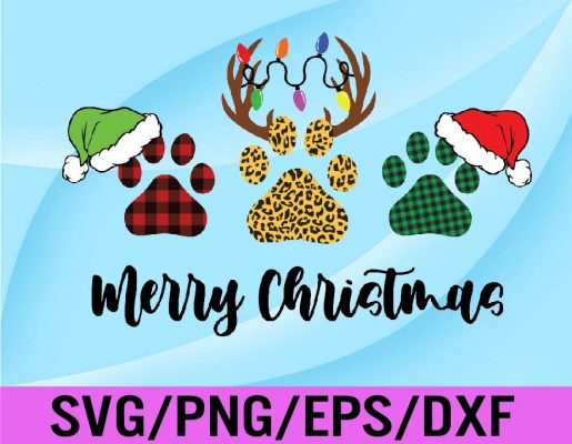 Merry Christmas Paws Png, Christmas Sublimation Designs Download, Svg 