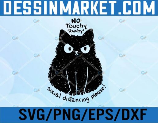 Cat Lover Black Cat No Touching Svg, Eps, Png, Dxf, Digital Download ...