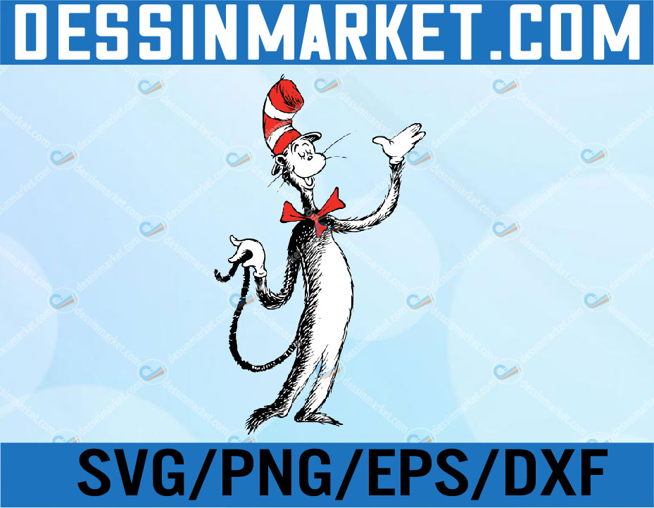 Dr Seuss The Cat In The Hat , Svg, Png, Dxf, Eps Cricut, Cutting file ...