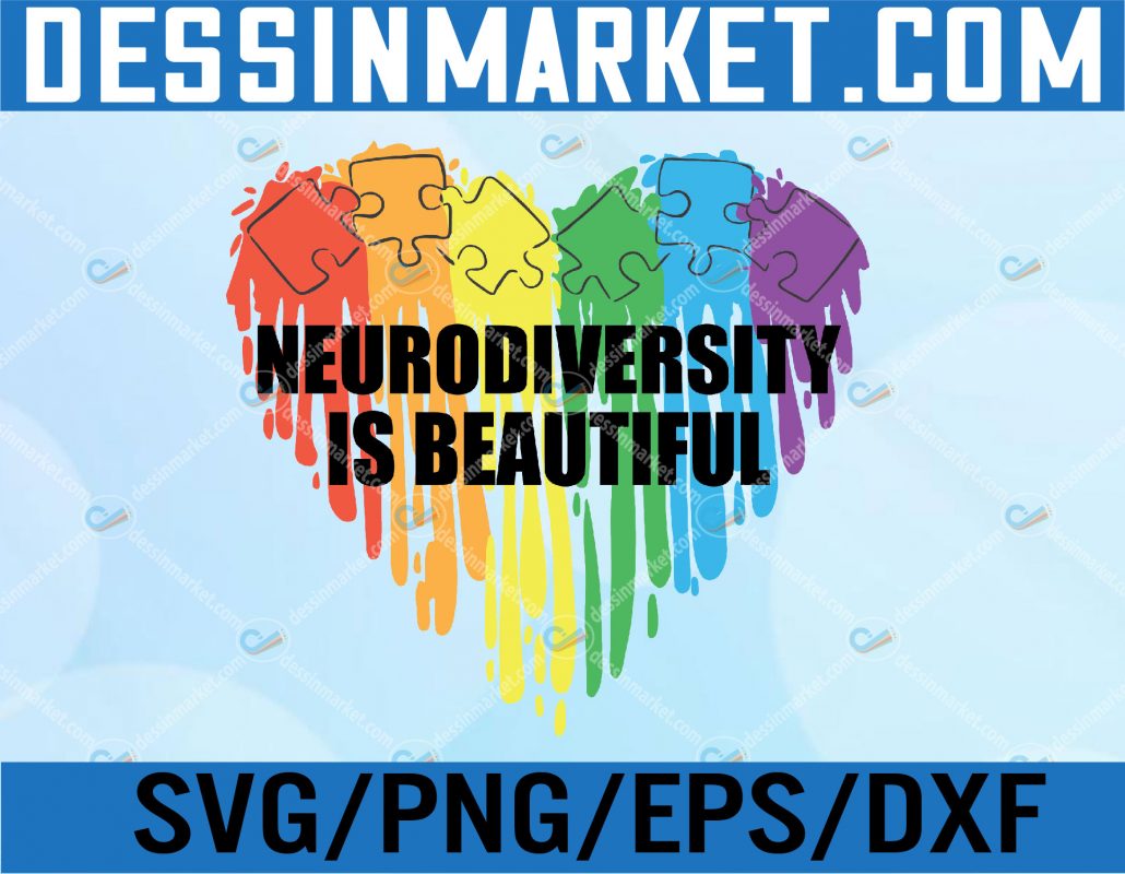 Cute Neurodiversity Is Beautiful Rainbow Autism Awareness Svg Eps Png